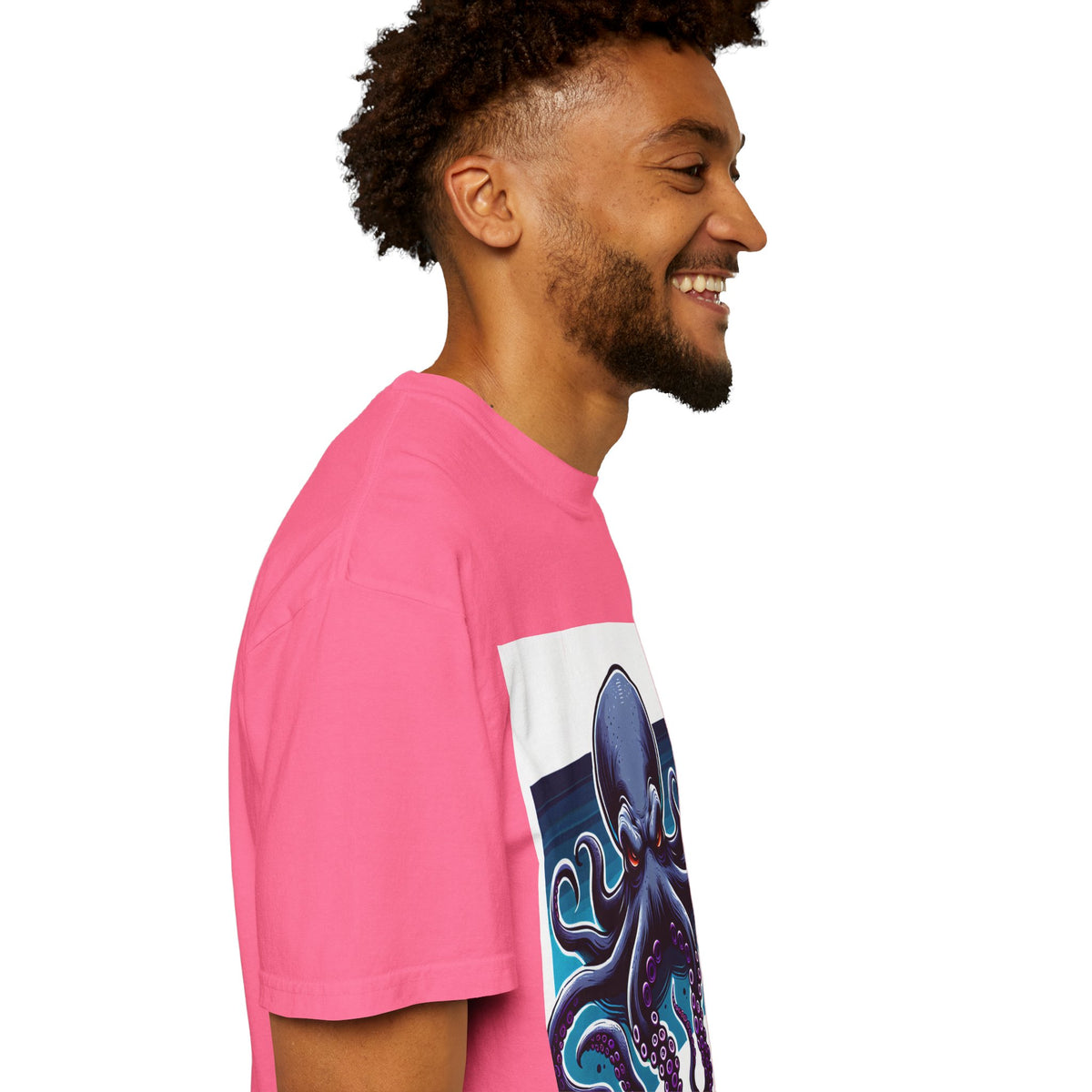 Ocean-Inspired Unisex Garment-Dyed T-Shirt with Octopus Design