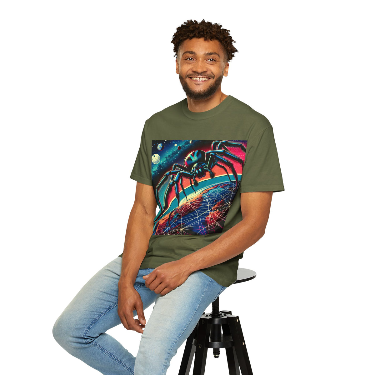 Cosmic Spider Graphic T-Shirt - Unisex Garment-Dyed Tee
