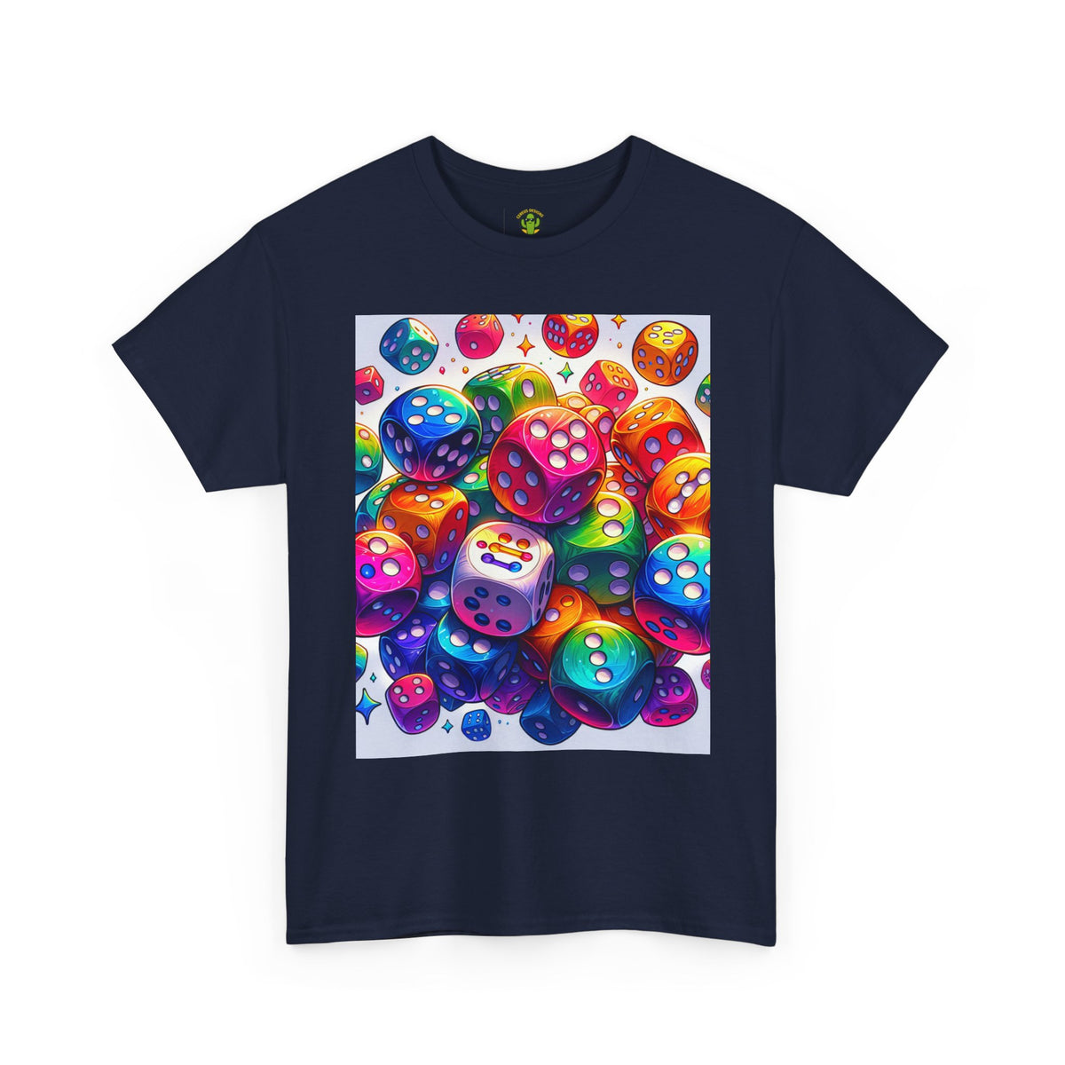 Colorful Dice Heavy Cotton Tee - Fun Gaming Tee for Casual Wear