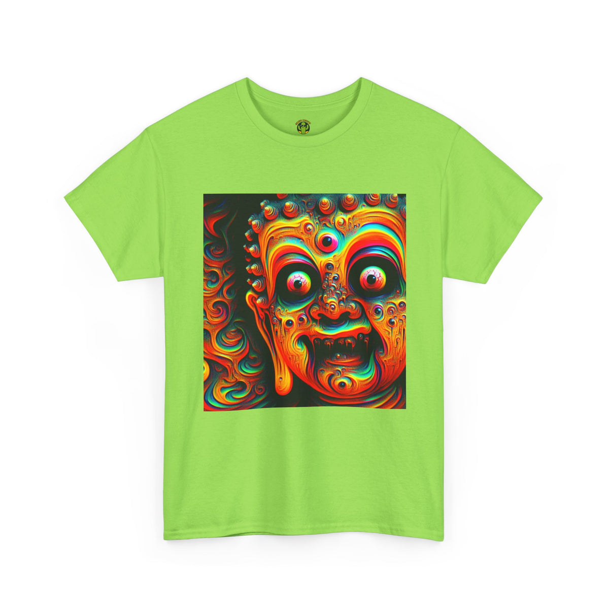 Vibrant Buddha Art Tee, Heavy Cotton T-Shirt, Unique Graphic Tee