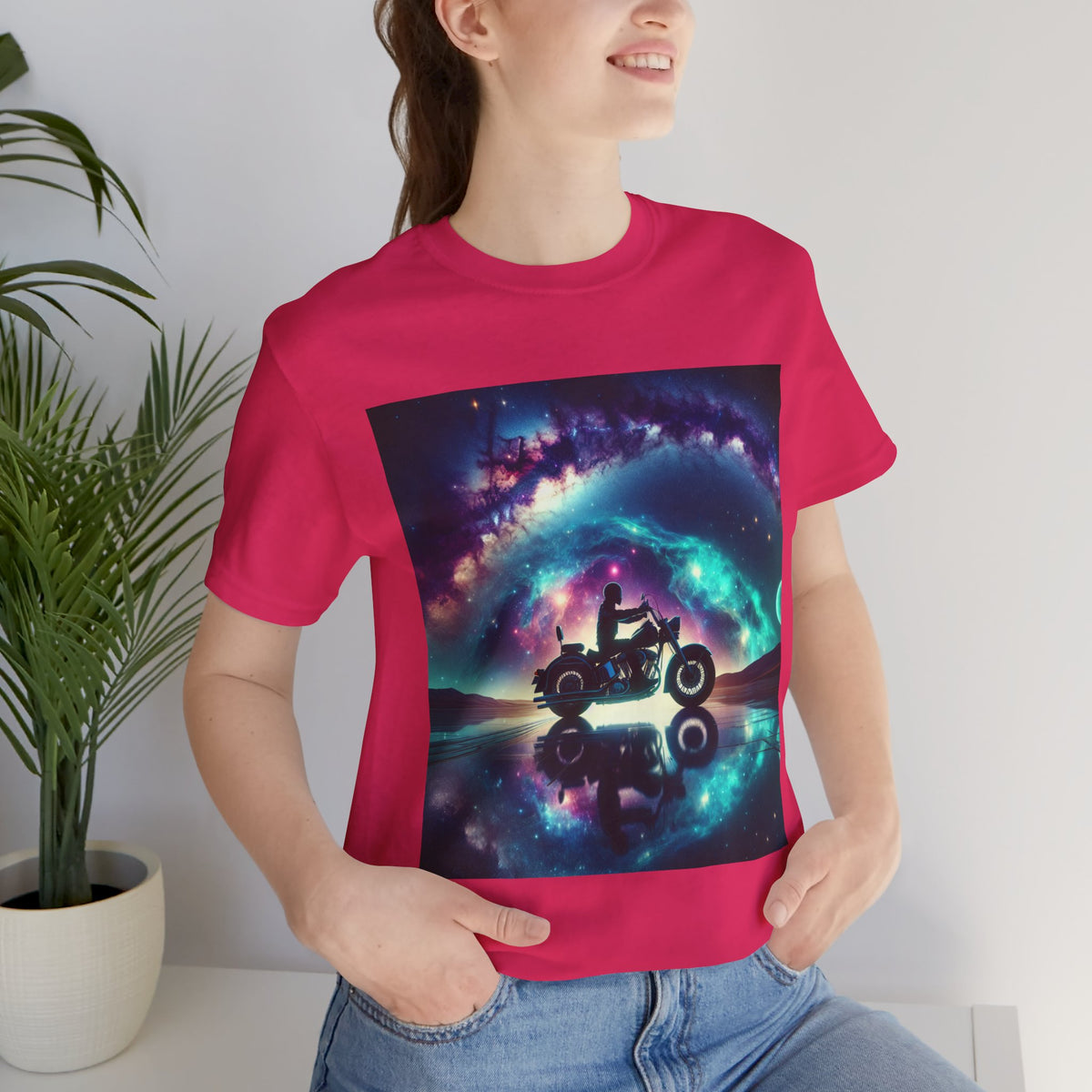 Galactic Biker Tee: Cosmic Shirt, Trendy Apparel