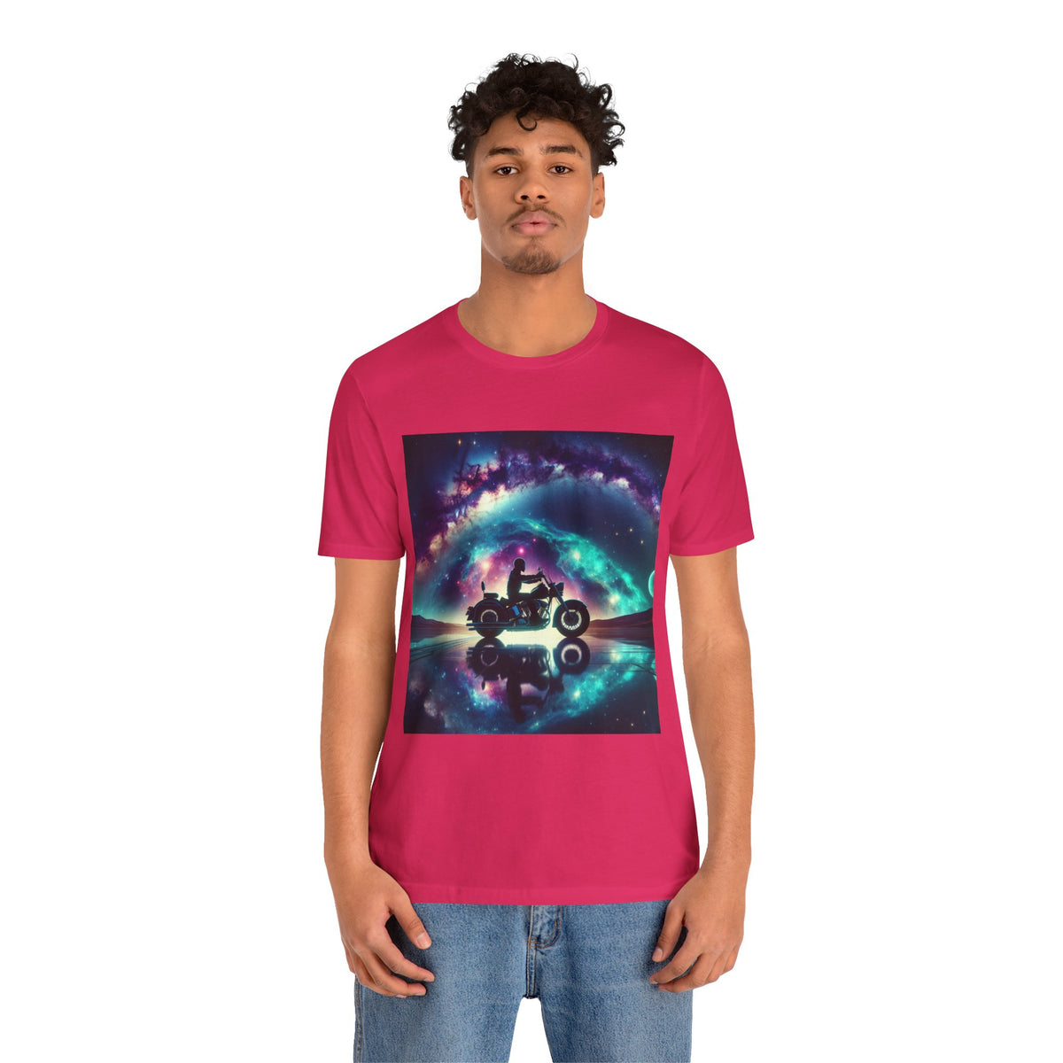 Galactic Biker Tee: Cosmic Shirt, Trendy Apparel
