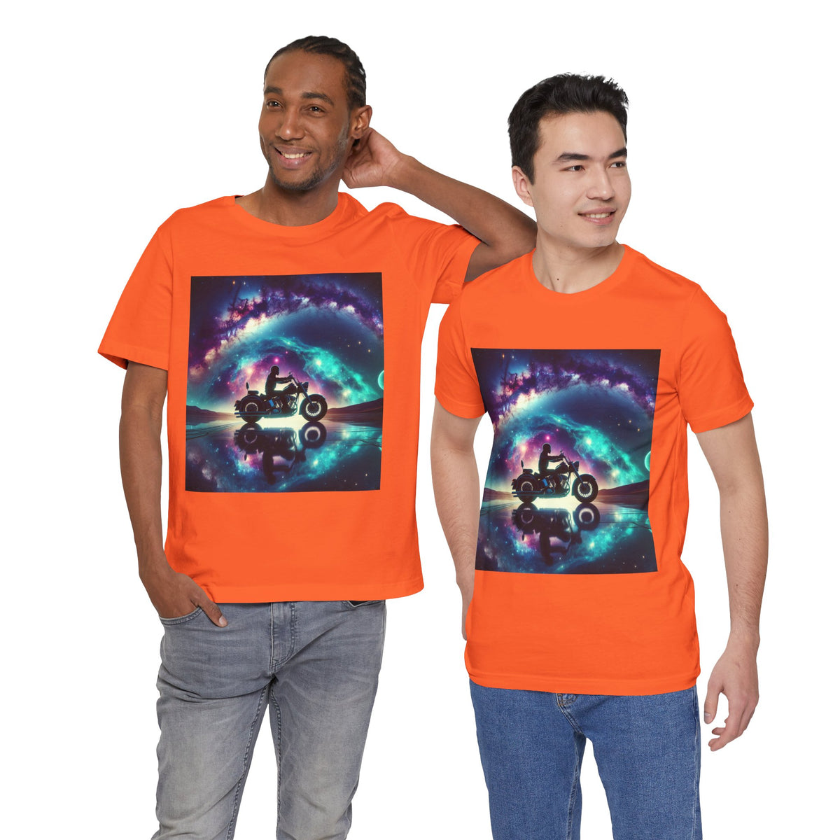 Galactic Biker Tee: Cosmic Shirt, Trendy Apparel