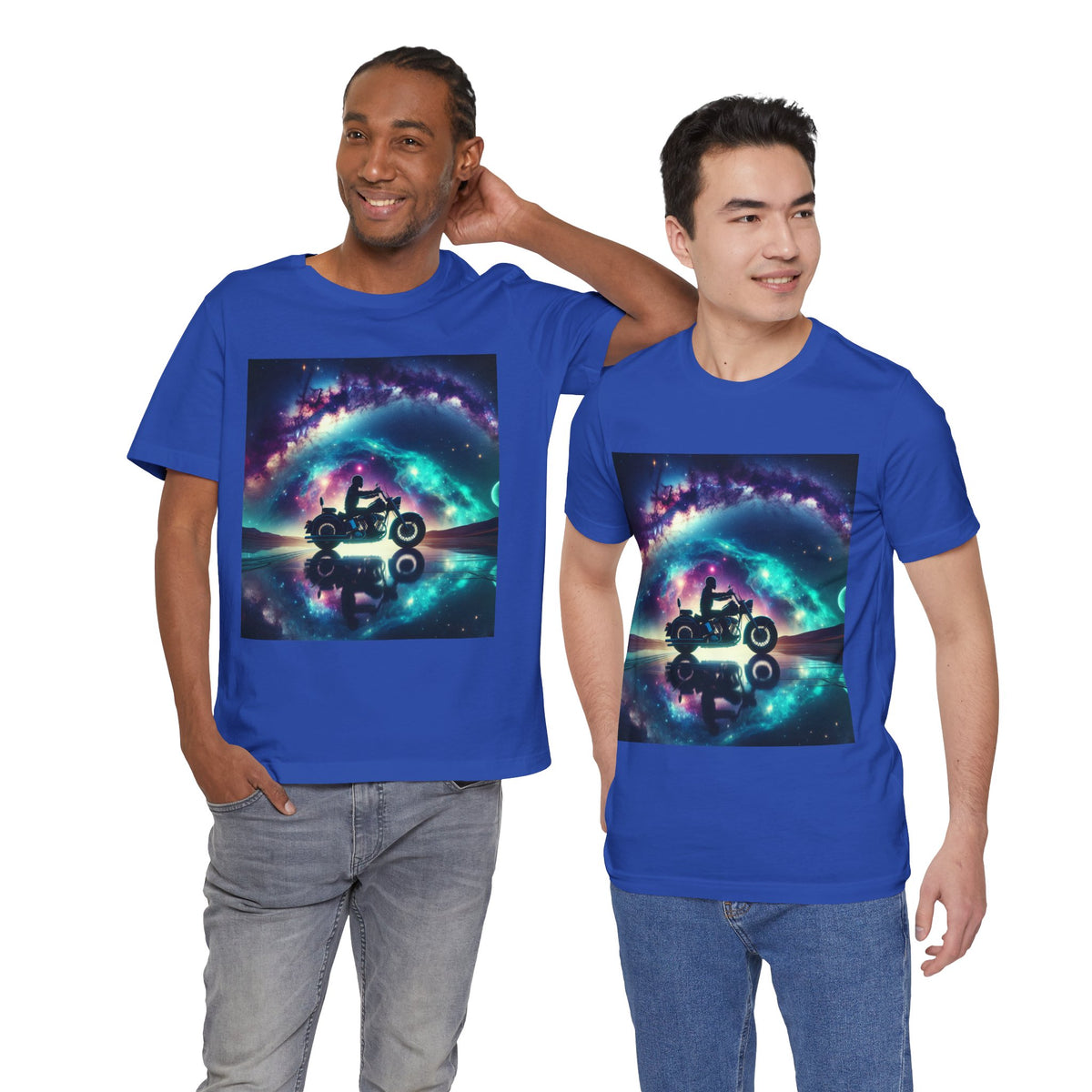 Galactic Biker Tee: Cosmic Shirt, Trendy Apparel