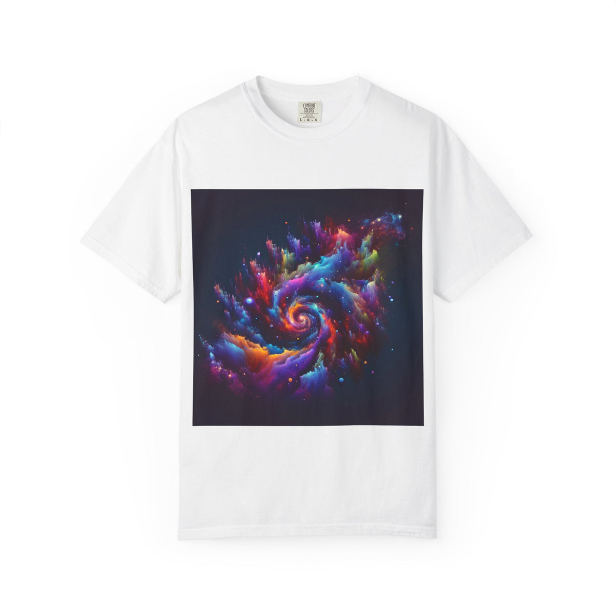 Cosmic Swirl Garment-Dyed T-Shirt – Vibrant Space Design for Sci-Fi Lovers