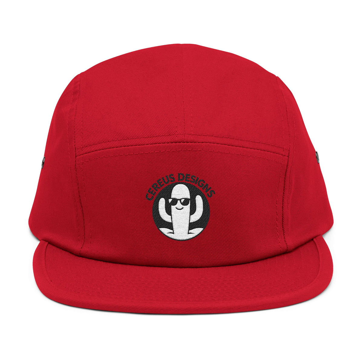 Black and White Cereus Designs Logo Stylish 5 Panel Cap with Unique Embroidery, Trendy Headwear for Every Occasion, Summer Cap, Gift for Him or Her, Fashionable Apparel