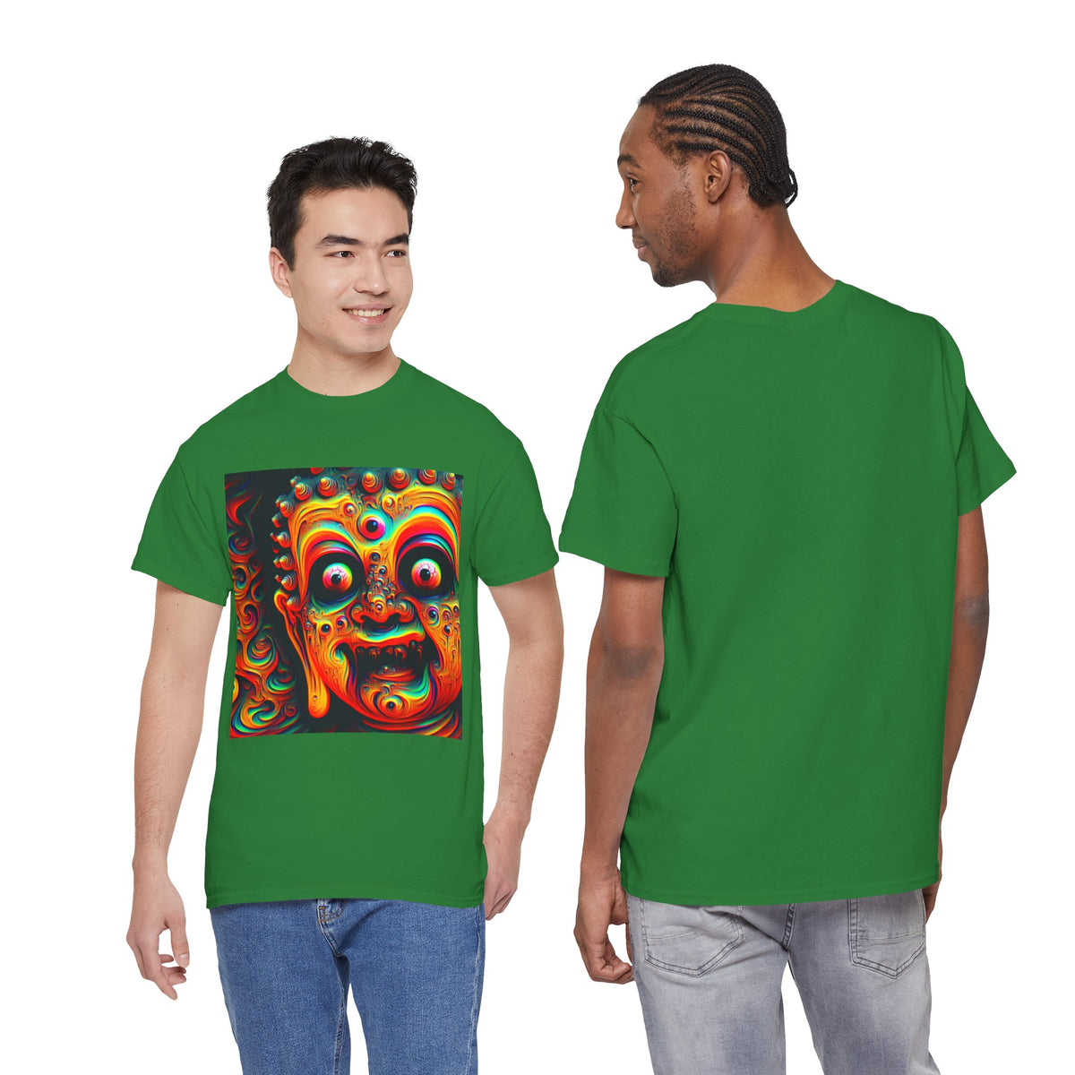 Vibrant Buddha Art Tee, Heavy Cotton T-Shirt, Unique Graphic Tee