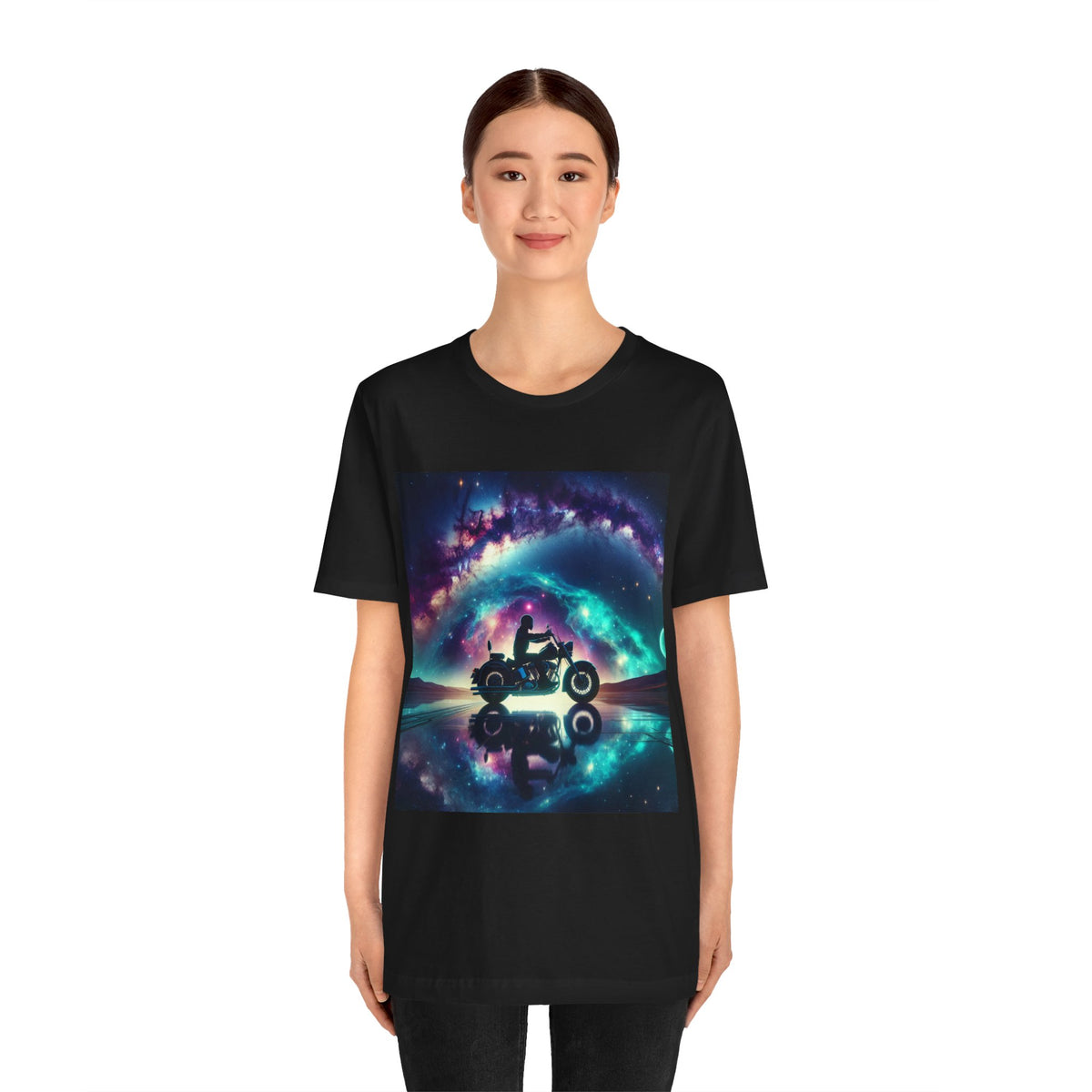Galactic Biker Tee: Cosmic Shirt, Trendy Apparel