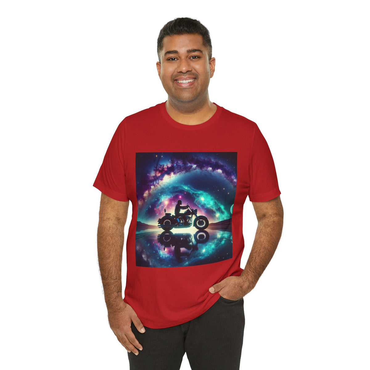 Galactic Biker Tee: Cosmic Shirt, Trendy Apparel