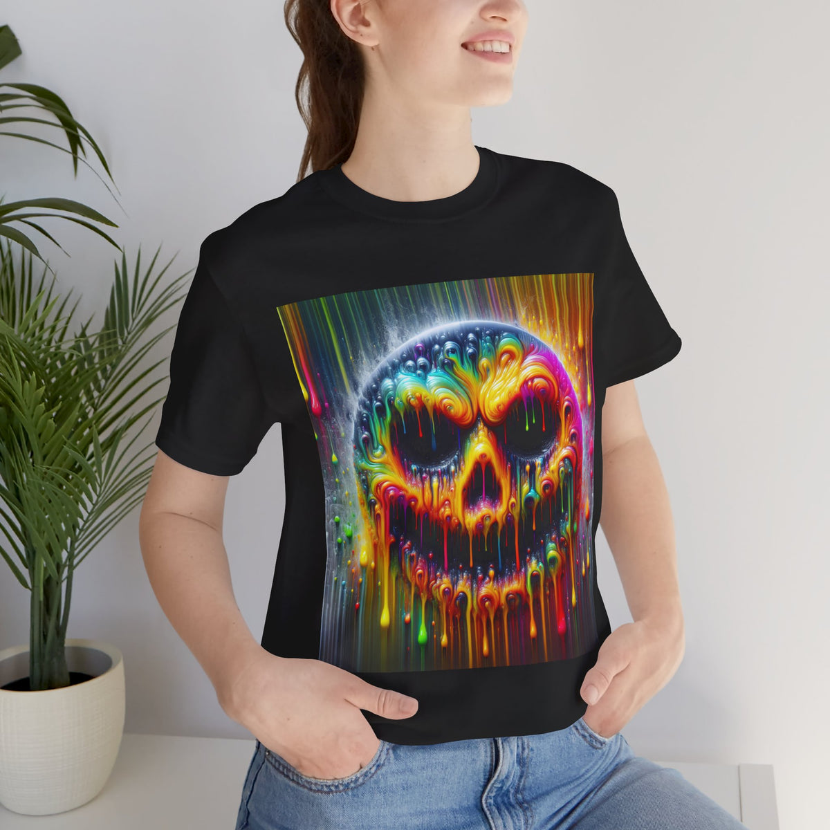 Psychedelic Skull Tee, Edgy Streetwear, Trendy Casual Wear