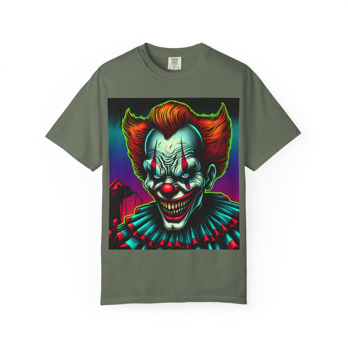 Creepy Clown Graphic Garment-Dyed T-Shirt