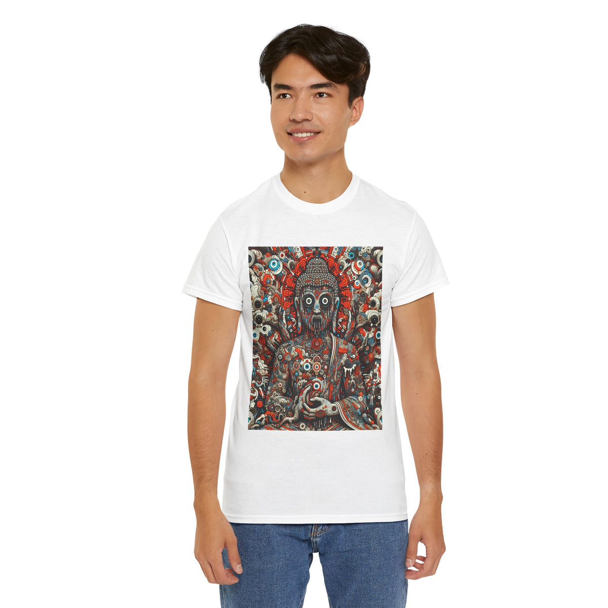 Buddha Art Heavy Cotton Tee - Spiritual, Meditation Shirt, Mindfulness Apparel