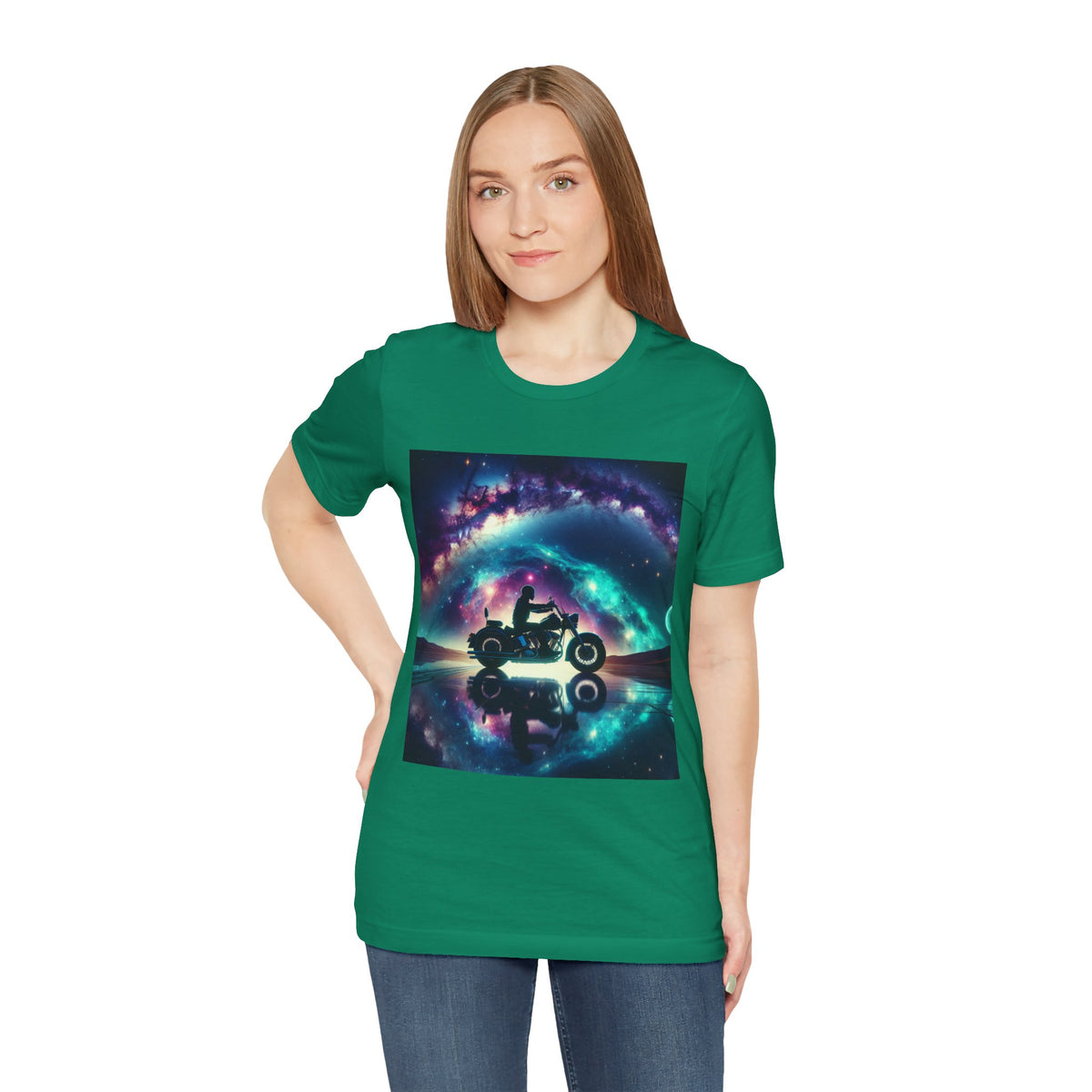 Galactic Biker Tee: Cosmic Shirt, Trendy Apparel