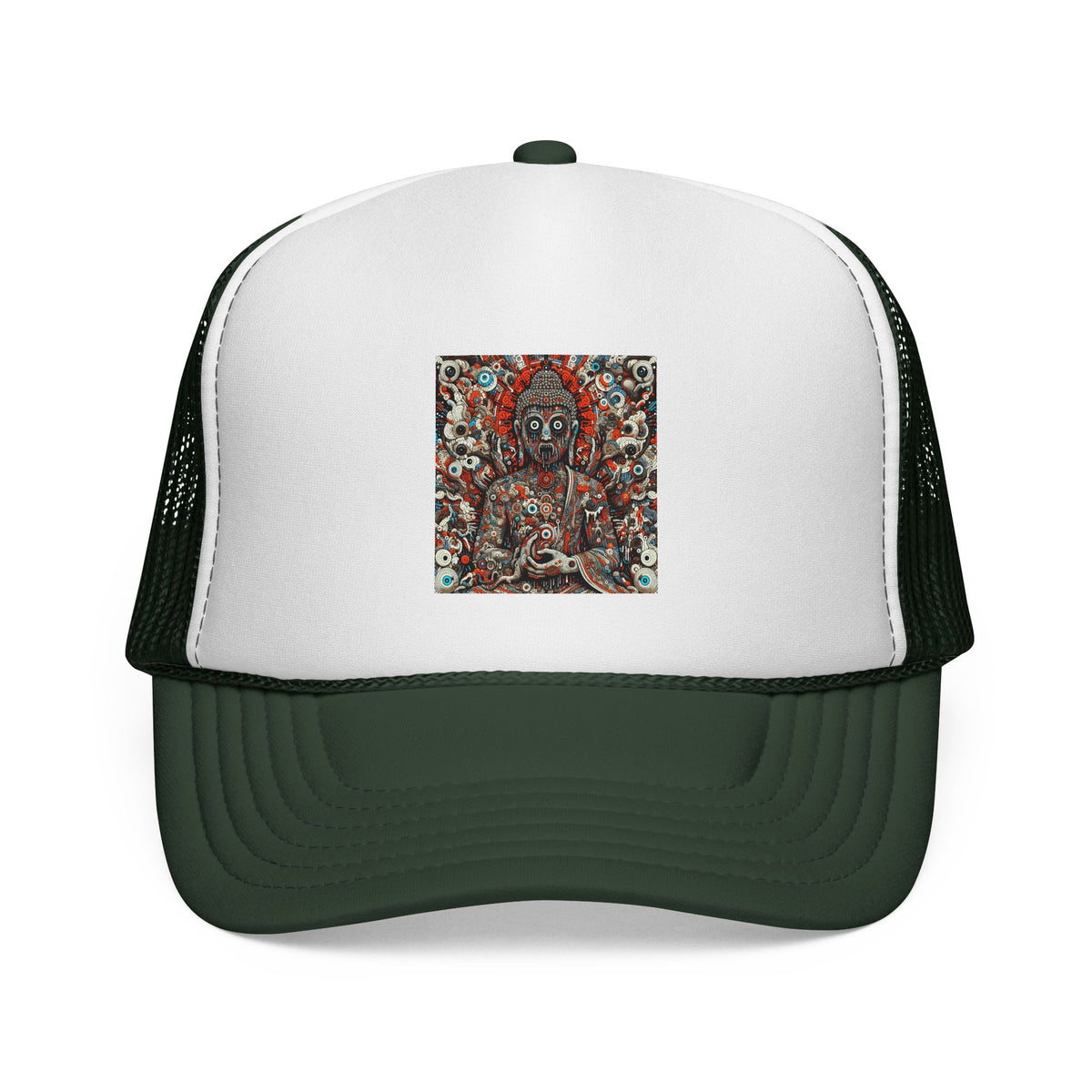 Buddha Art Trucker Cap - Boho Style Hat, Gift for Him/Her, Casual Headwear, Festival Accessory, Spiritual Apparel