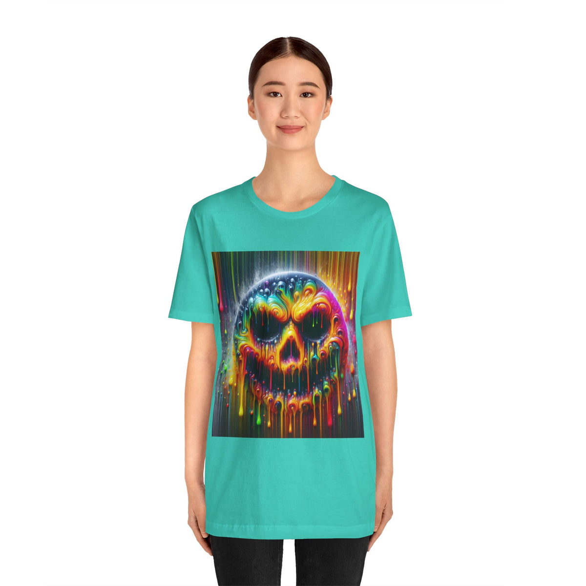 Psychedelic Skull Tee, Edgy Streetwear, Trendy Casual Wear