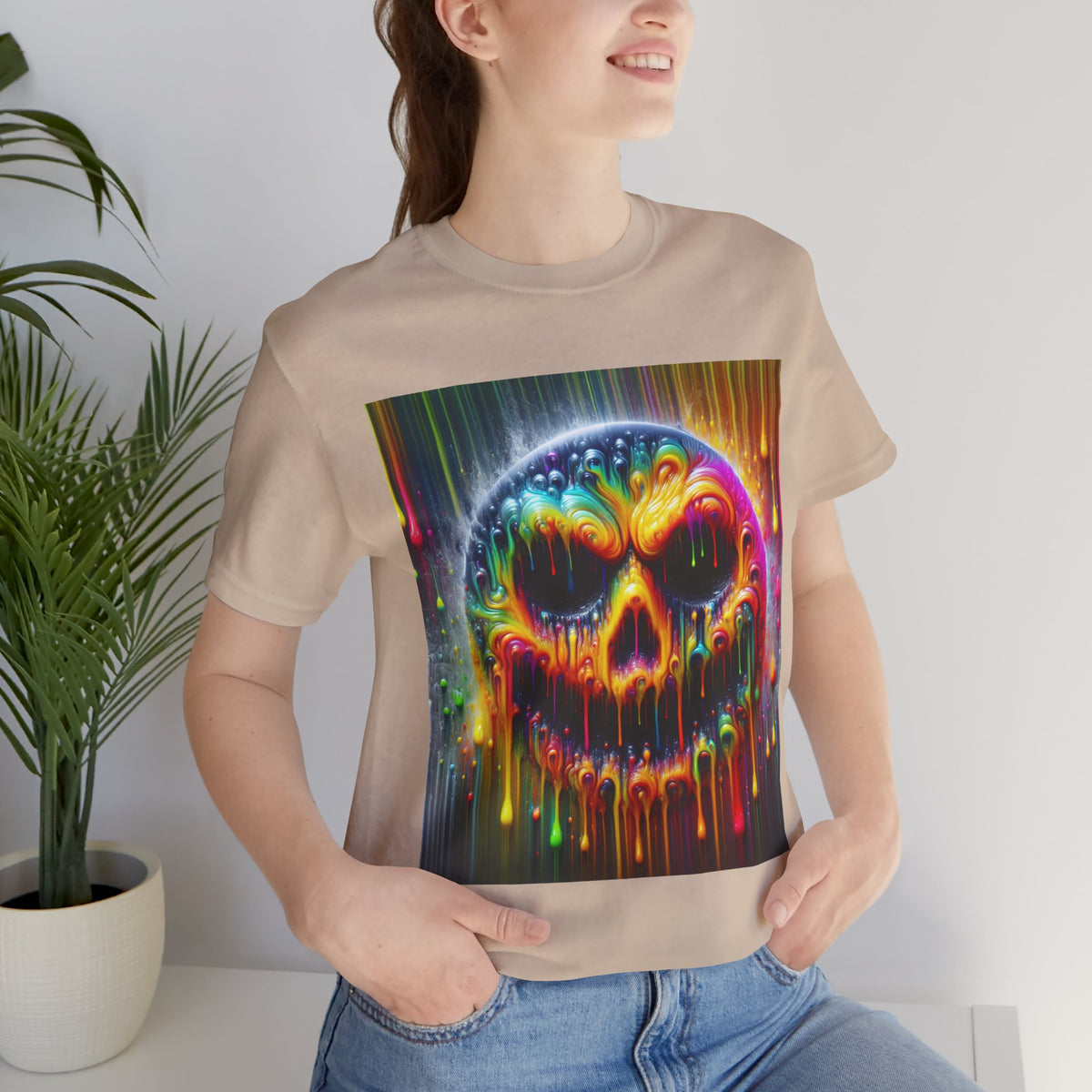 Psychedelic Skull Tee, Edgy Streetwear, Trendy Casual Wear