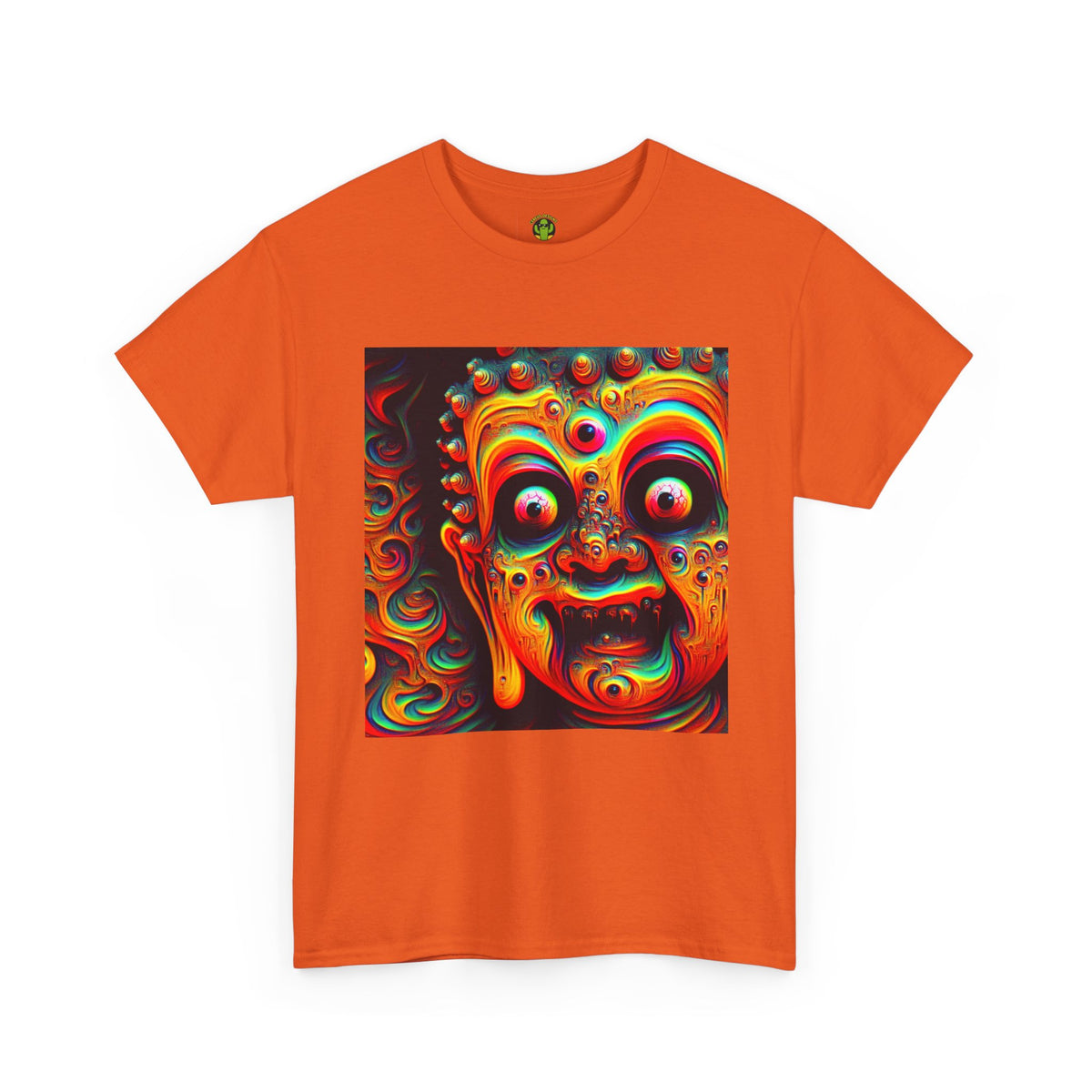 Vibrant Buddha Art Tee, Heavy Cotton T-Shirt, Unique Graphic Tee