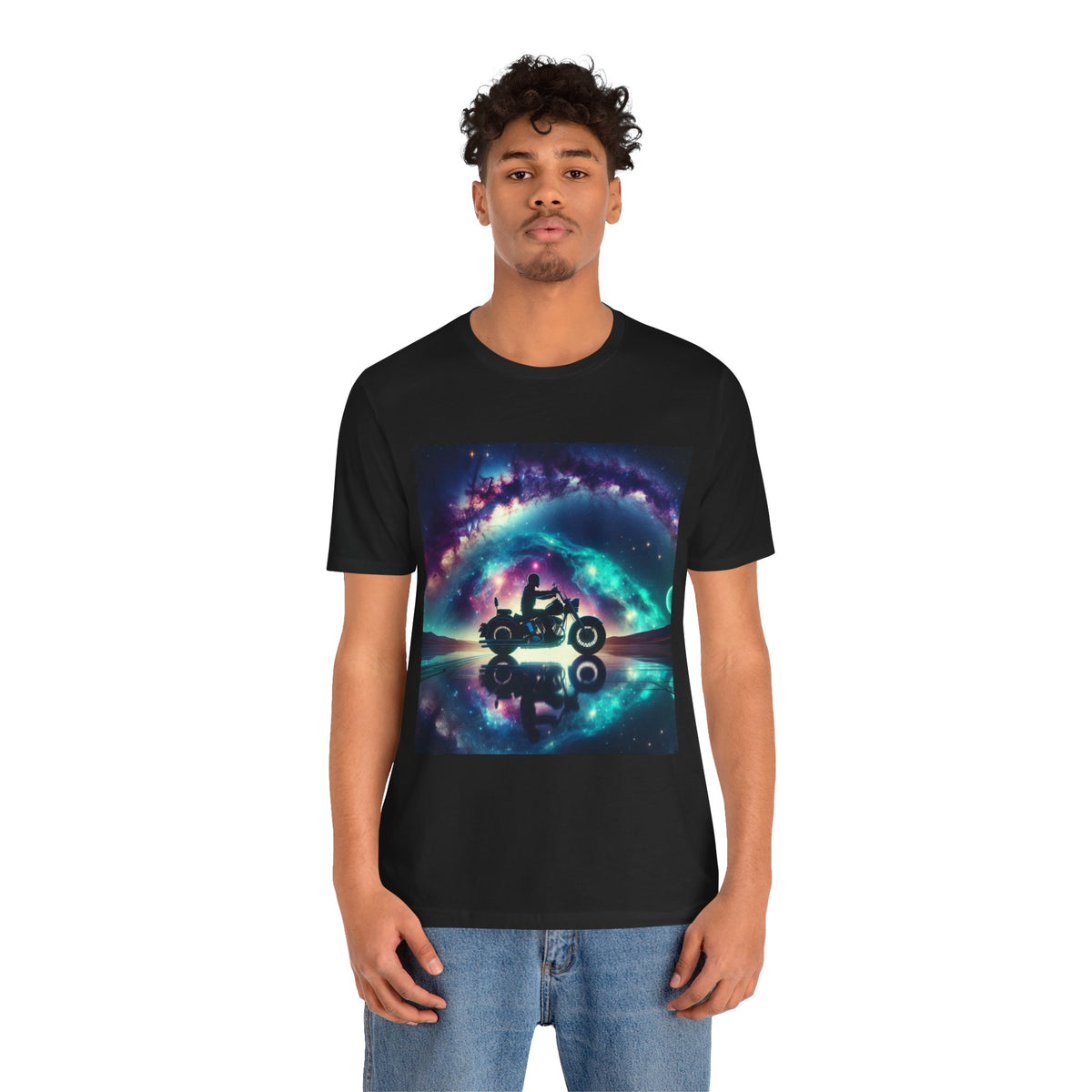 Galactic Biker Tee: Cosmic Shirt, Trendy Apparel