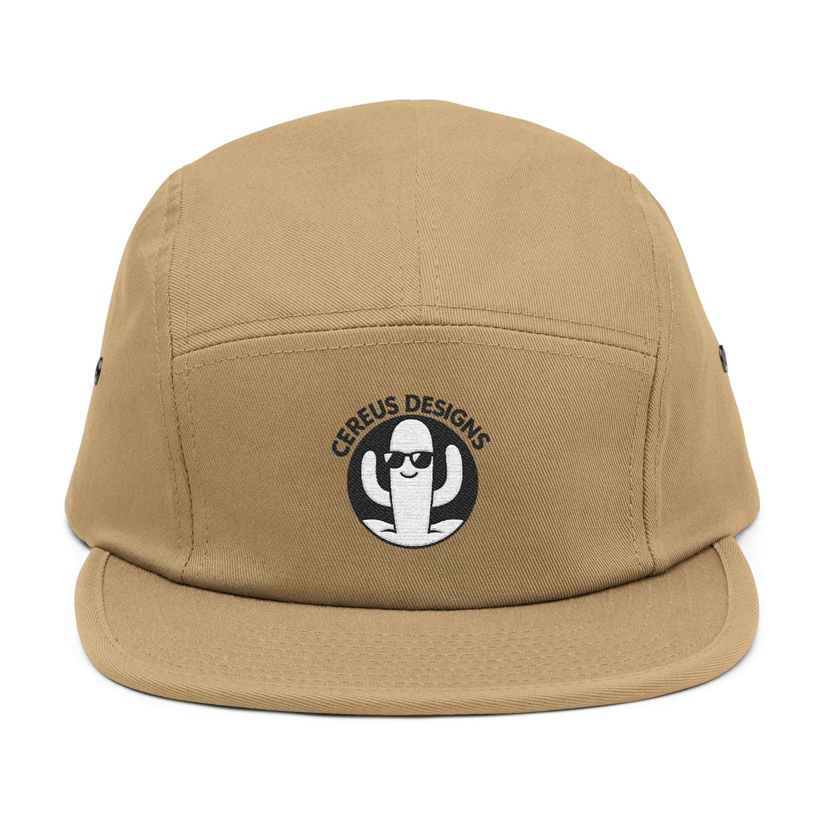 Black and White Cereus Designs Logo Stylish 5 Panel Cap with Unique Embroidery, Trendy Headwear for Every Occasion, Summer Cap, Gift for Him or Her, Fashionable Apparel