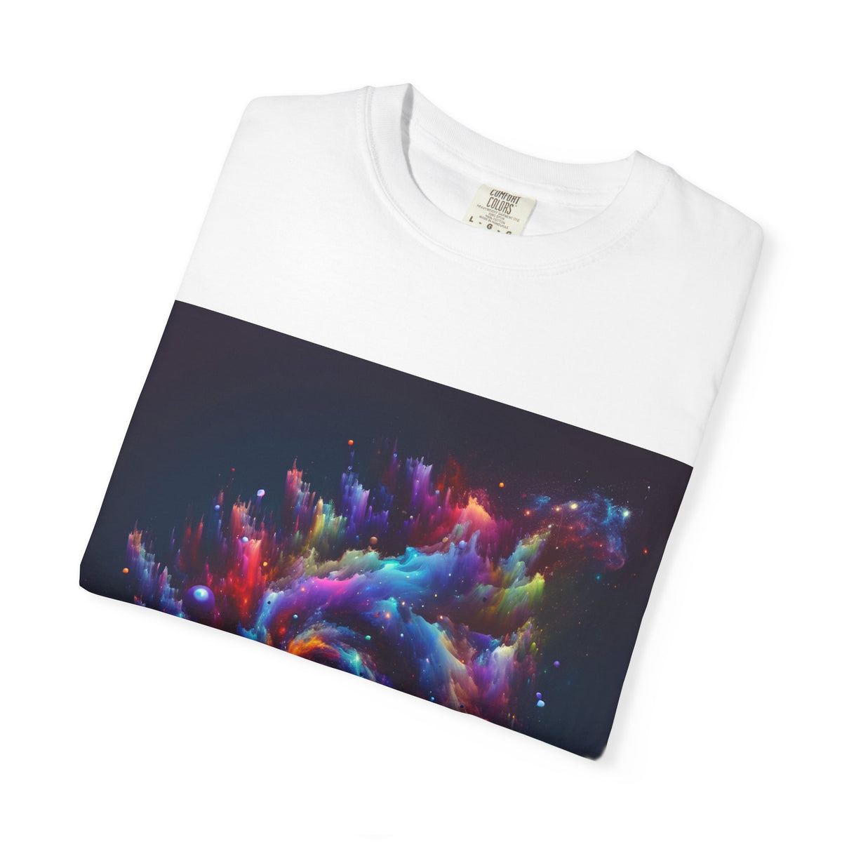 Cosmic Swirl Garment-Dyed T-Shirt – Vibrant Space Design for Sci-Fi Lovers