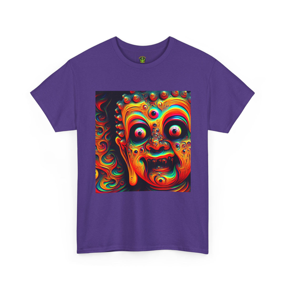 Vibrant Buddha Art Tee, Heavy Cotton T-Shirt, Unique Graphic Tee