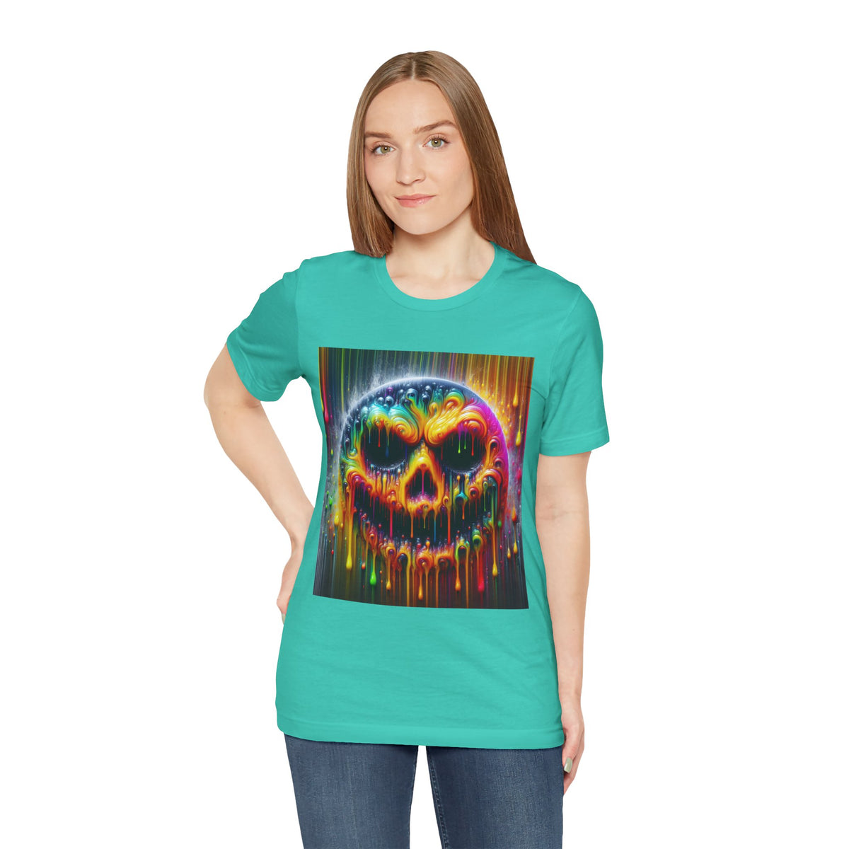 Psychedelic Skull Tee, Edgy Streetwear, Trendy Casual Wear