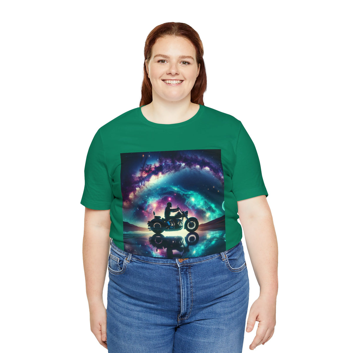 Galactic Biker Tee: Cosmic Shirt, Trendy Apparel