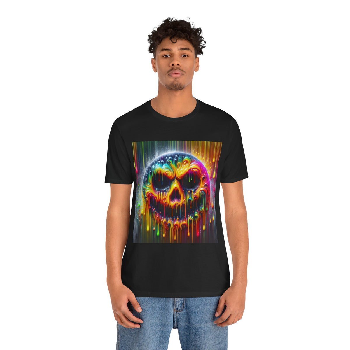 Psychedelic Skull Tee, Edgy Streetwear, Trendy Casual Wear
