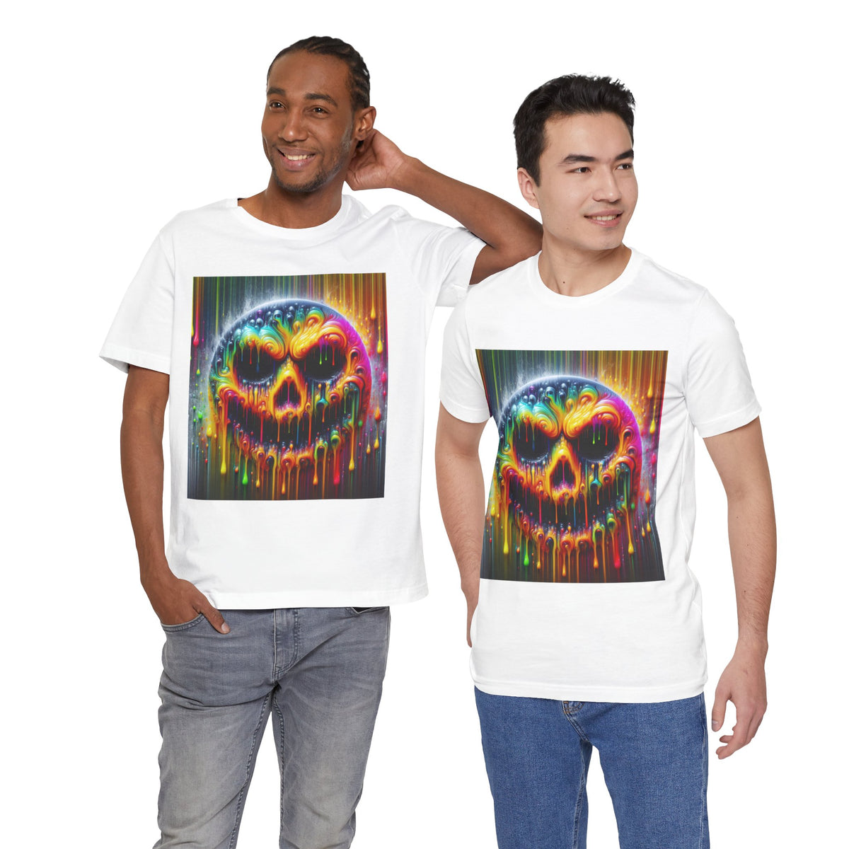 Psychedelic Skull Tee, Edgy Streetwear, Trendy Casual Wear