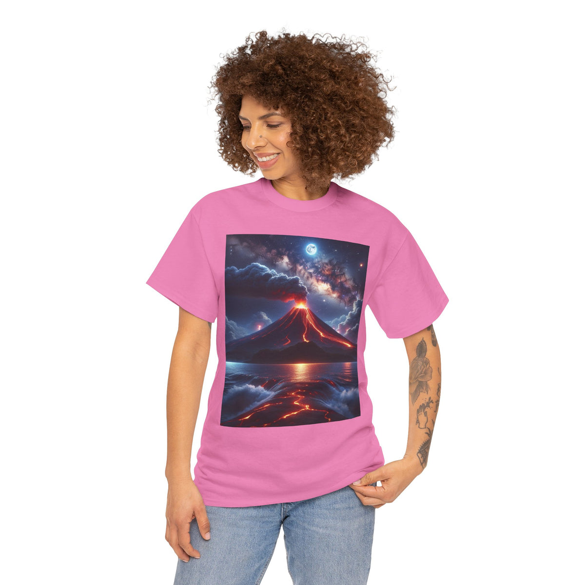 Volcano Sunset Unisex Heavy Cotton Tee - Graphic T-Shirt for Nature Lovers