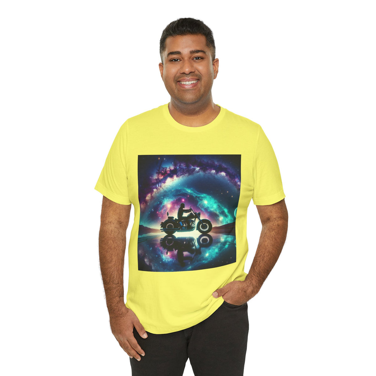 Galactic Biker Tee: Cosmic Shirt, Trendy Apparel