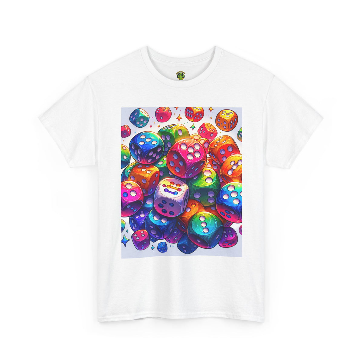 Colorful Dice Heavy Cotton Tee - Fun Gaming Tee for Casual Wear