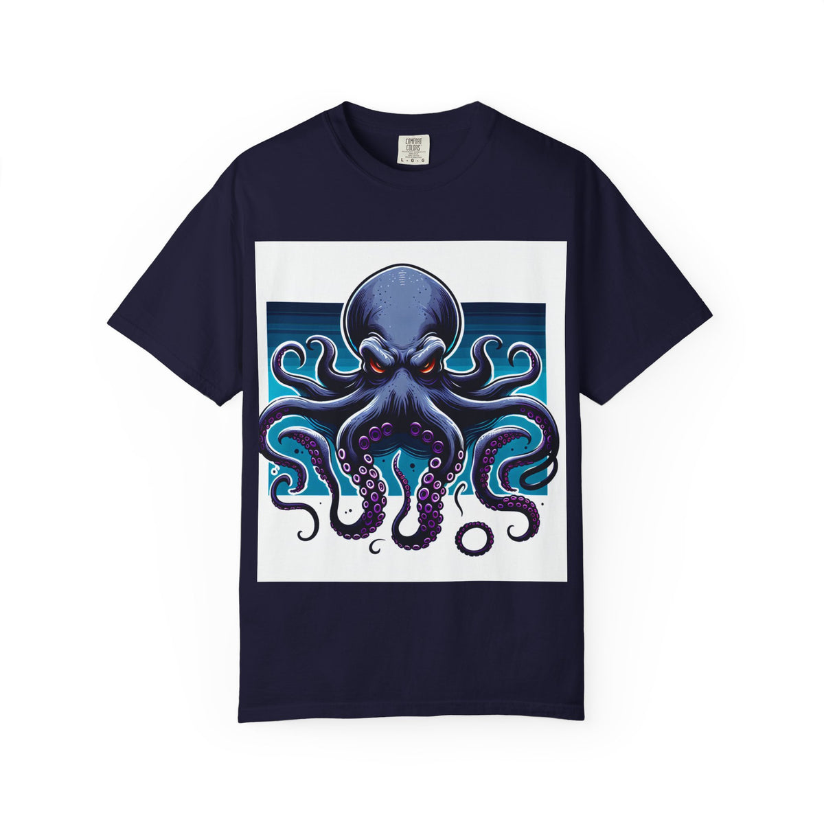 Ocean-Inspired Unisex Garment-Dyed T-Shirt with Octopus Design