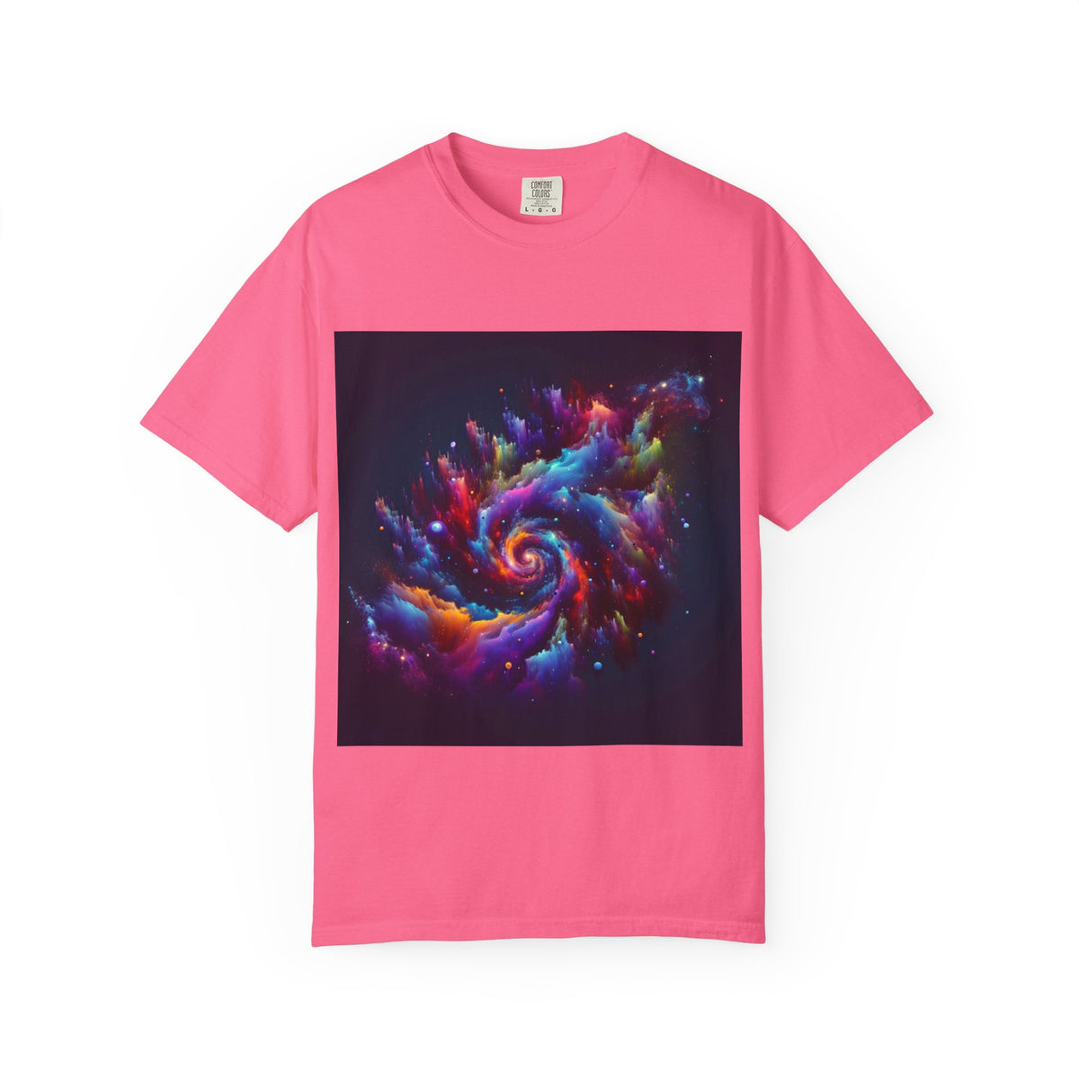 Cosmic Swirl Garment-Dyed T-Shirt – Vibrant Space Design for Sci-Fi Lovers