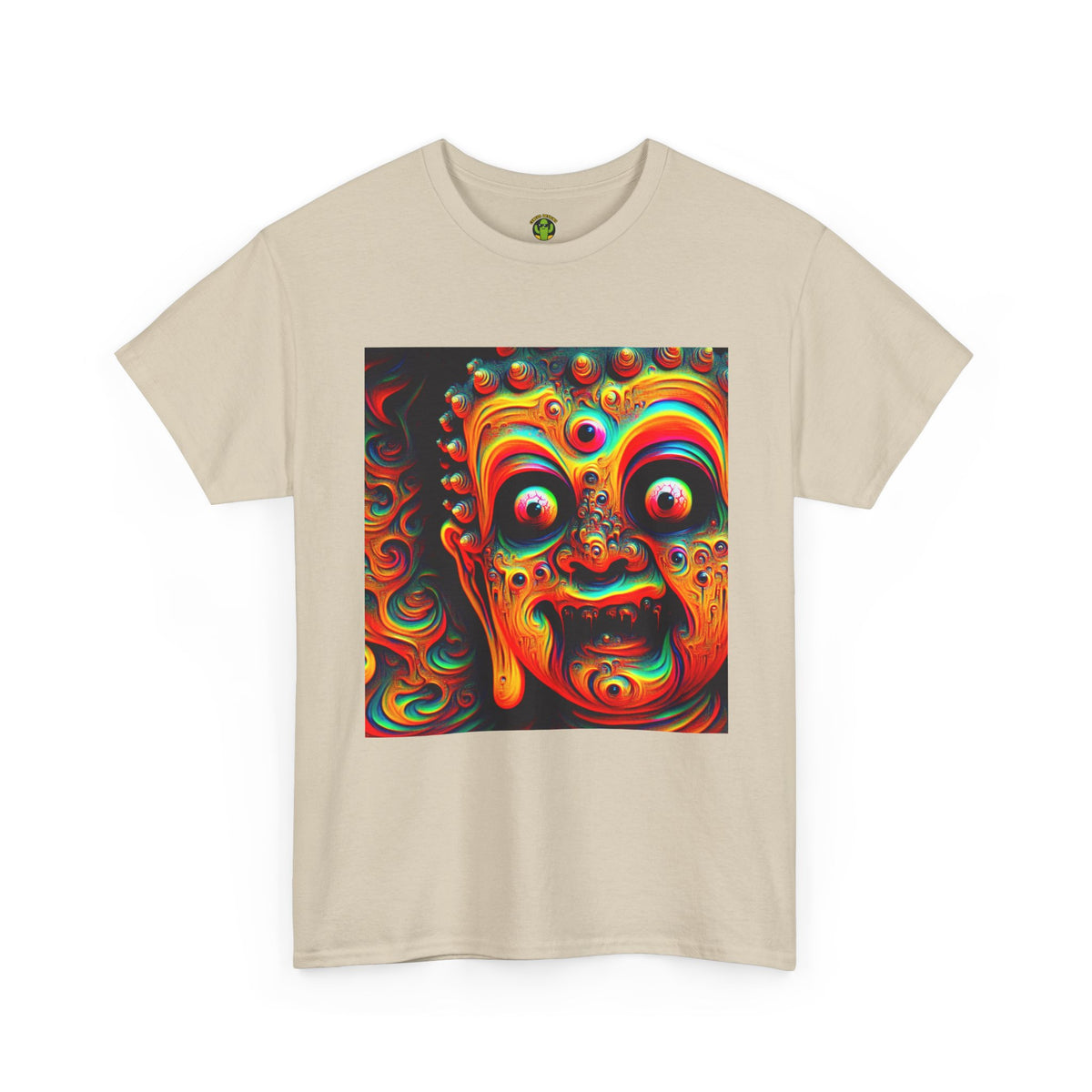 Vibrant Buddha Art Tee, Heavy Cotton T-Shirt, Unique Graphic Tee