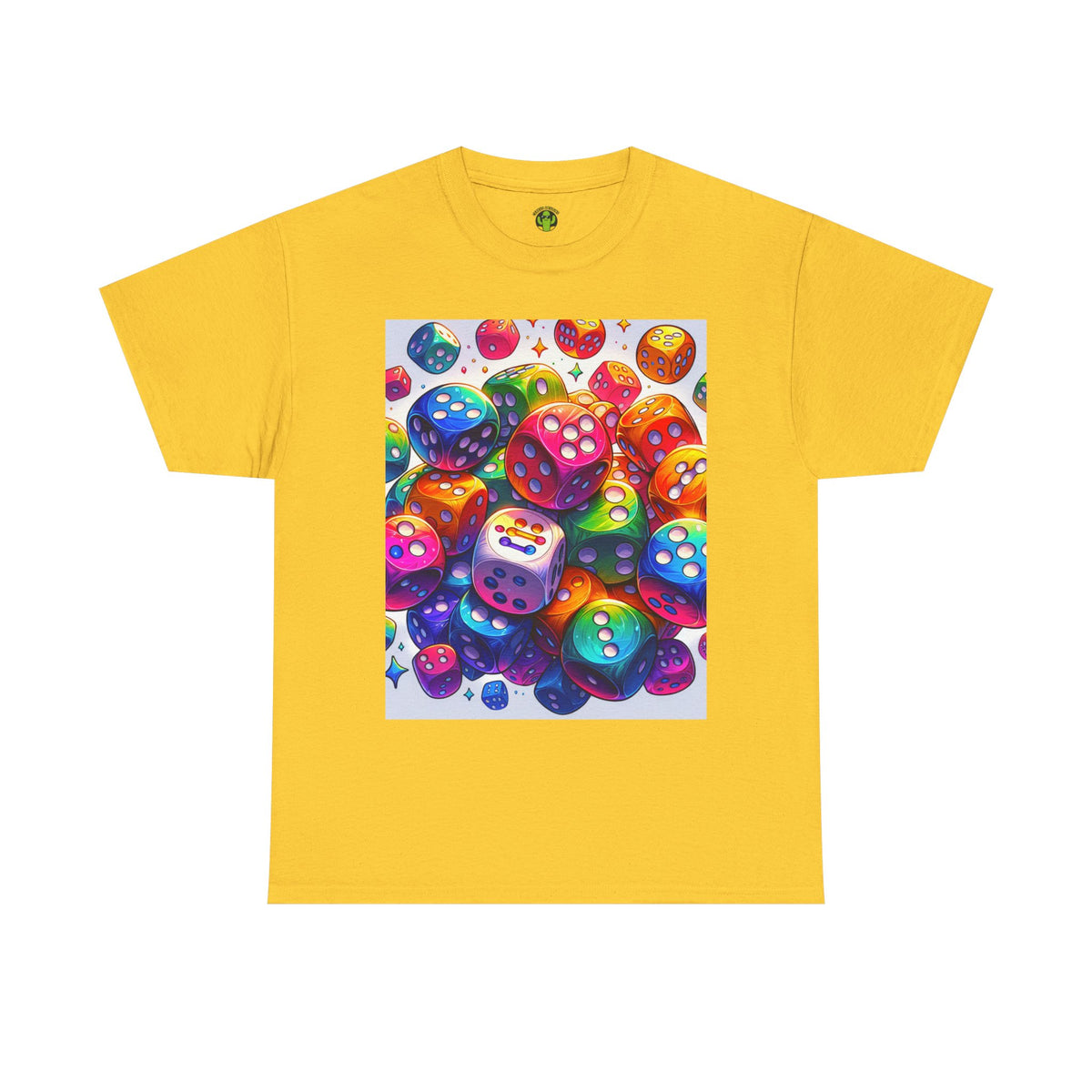 Colorful Dice Heavy Cotton Tee - Fun Gaming Tee for Casual Wear
