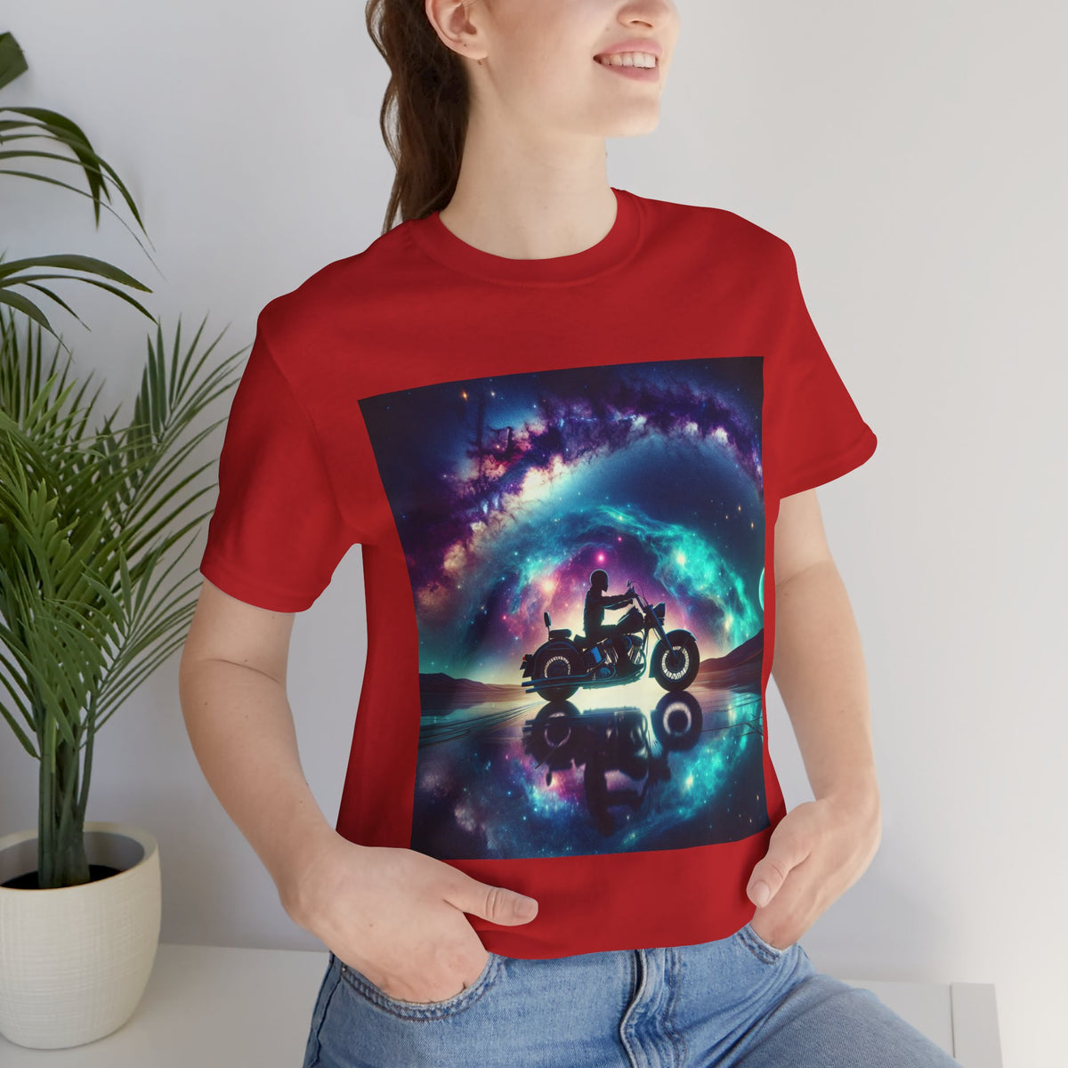Galactic Biker Tee: Cosmic Shirt, Trendy Apparel