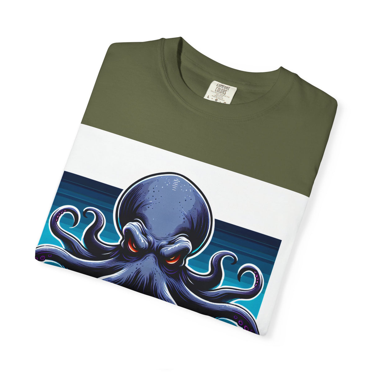 Ocean-Inspired Unisex Garment-Dyed T-Shirt with Octopus Design