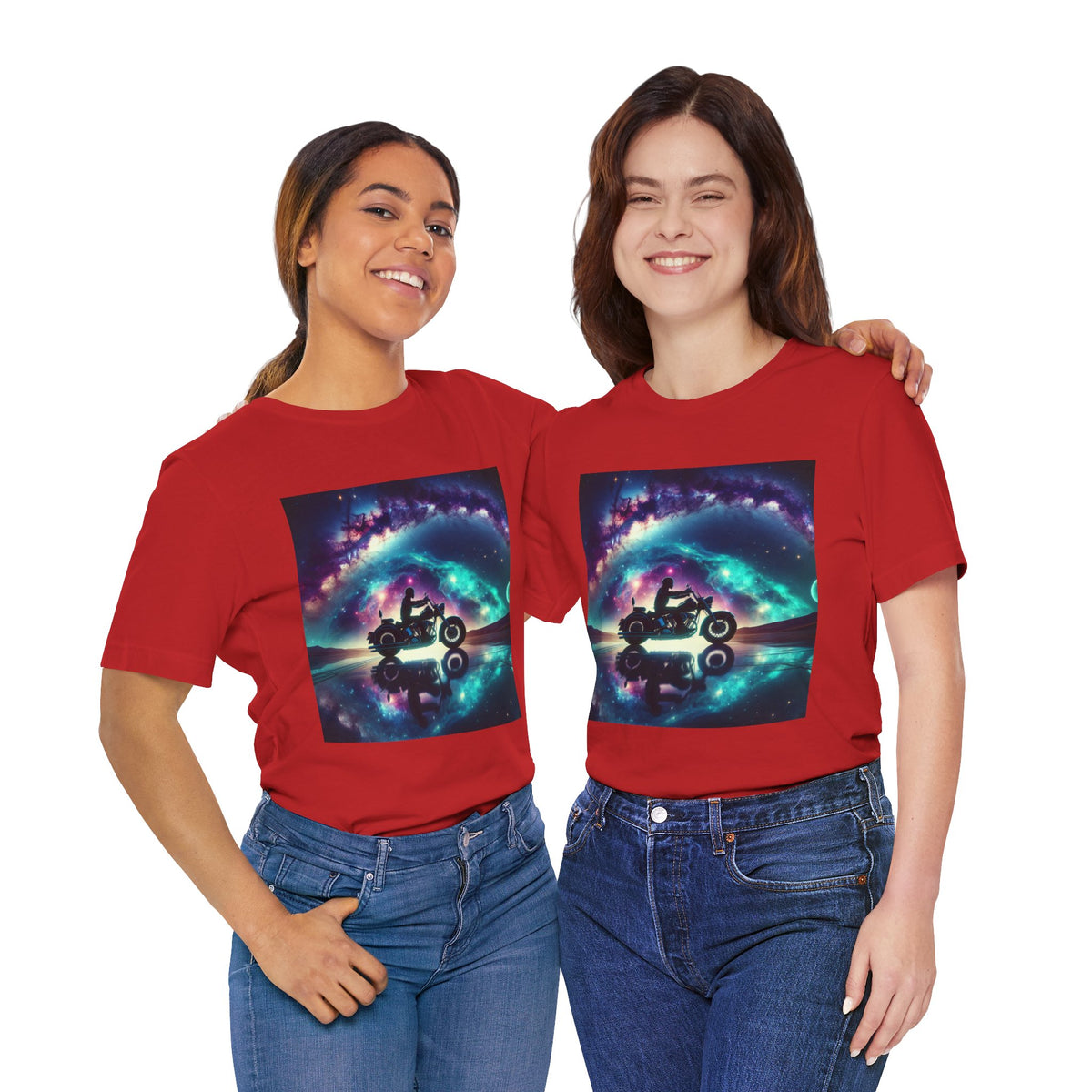 Galactic Biker Tee: Cosmic Shirt, Trendy Apparel