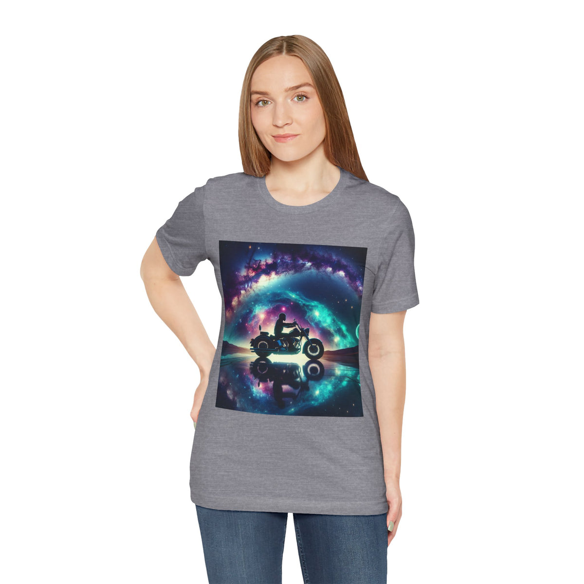 Galactic Biker Tee: Cosmic Shirt, Trendy Apparel