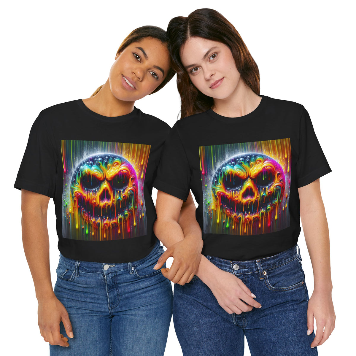 Psychedelic Skull Tee, Edgy Streetwear, Trendy Casual Wear