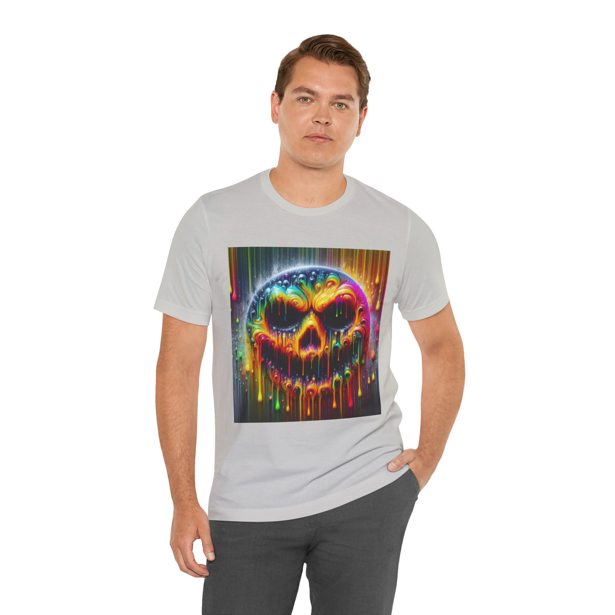Psychedelic Skull Tee, Edgy Streetwear, Trendy Casual Wear