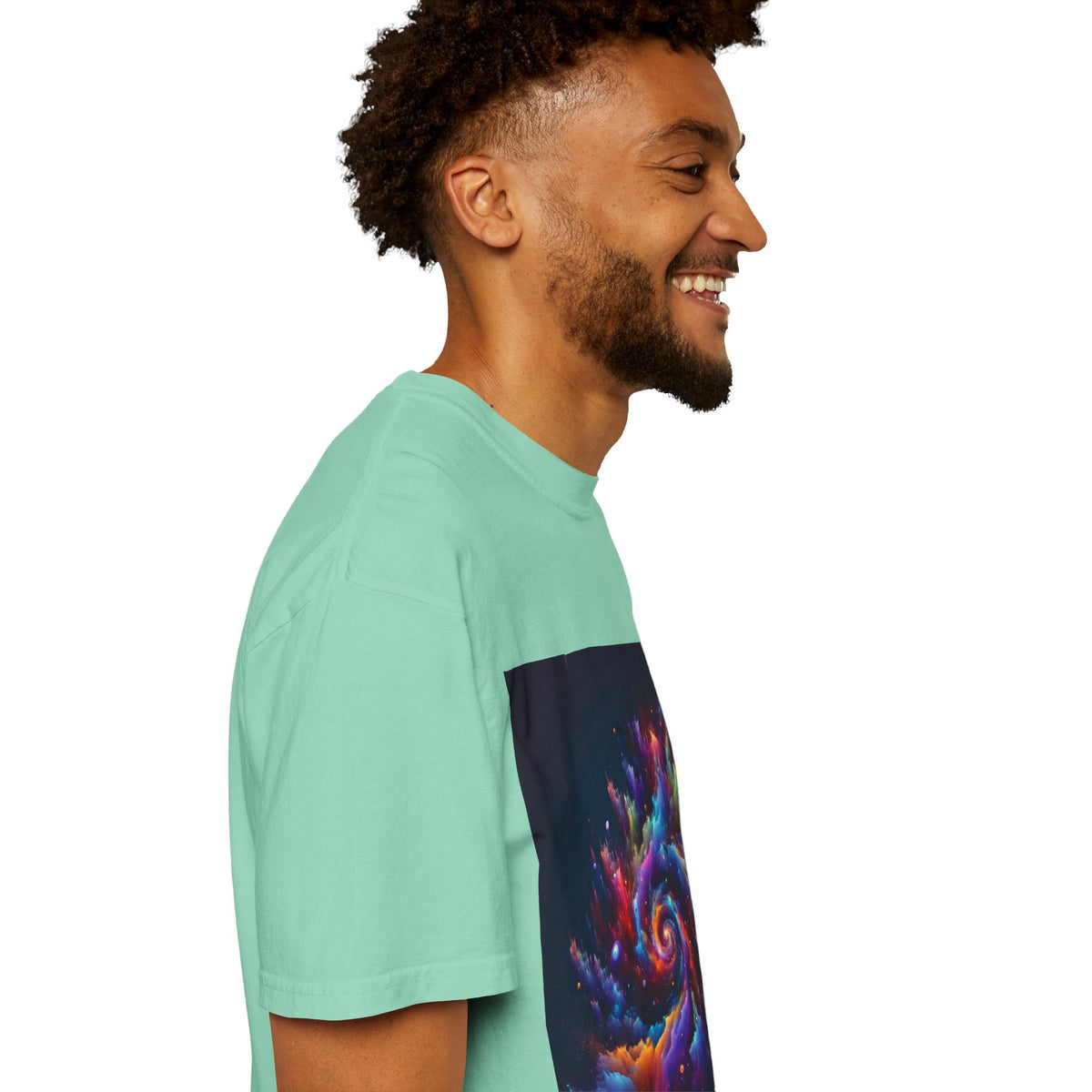 Cosmic Swirl Garment-Dyed T-Shirt – Vibrant Space Design for Sci-Fi Lovers