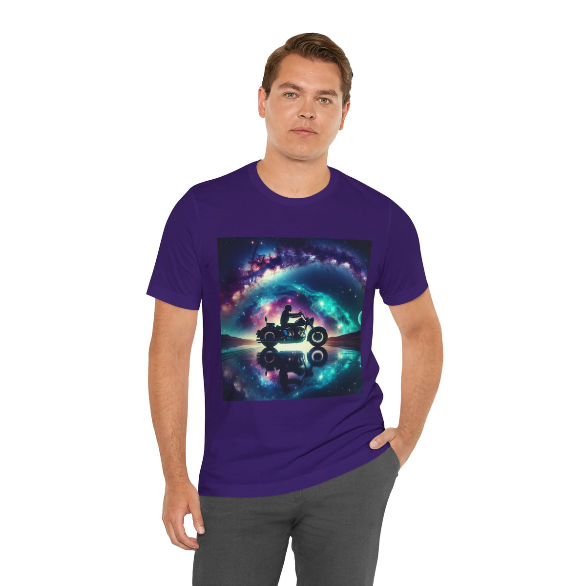 Galactic Biker Tee: Cosmic Shirt, Trendy Apparel