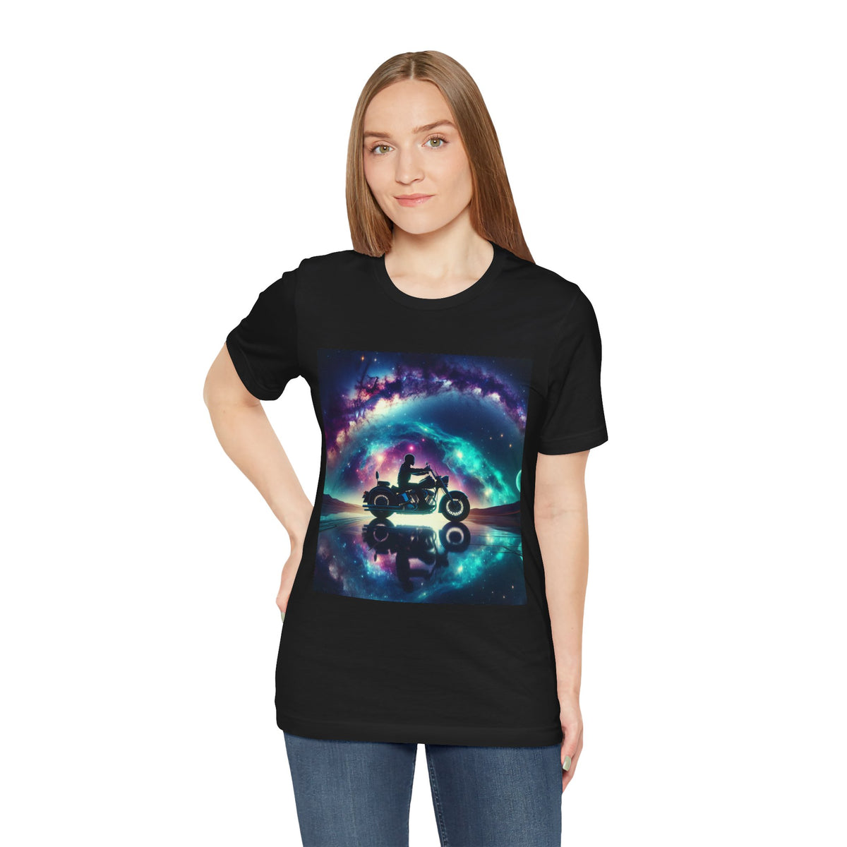 Galactic Biker Tee: Cosmic Shirt, Trendy Apparel
