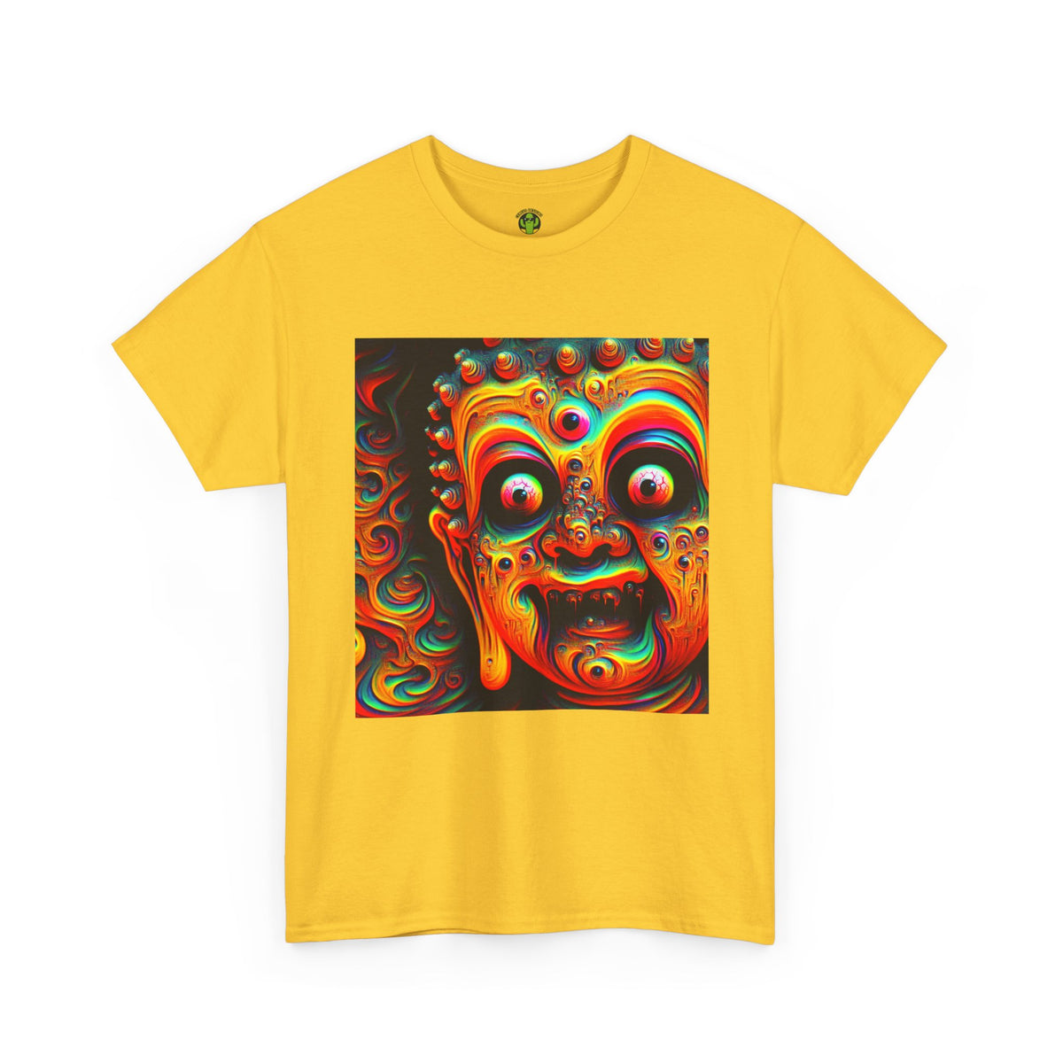 Vibrant Buddha Art Tee, Heavy Cotton T-Shirt, Unique Graphic Tee