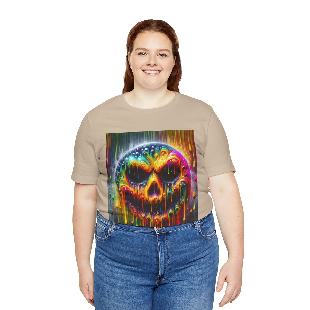 Psychedelic Skull Tee, Edgy Streetwear, Trendy Casual Wear