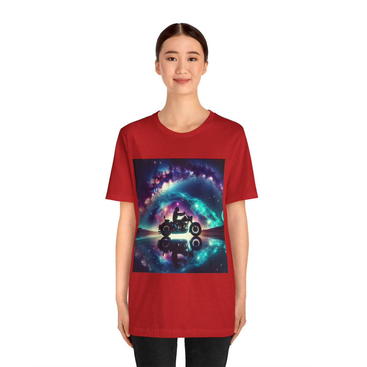 Galactic Biker Tee: Cosmic Shirt, Trendy Apparel