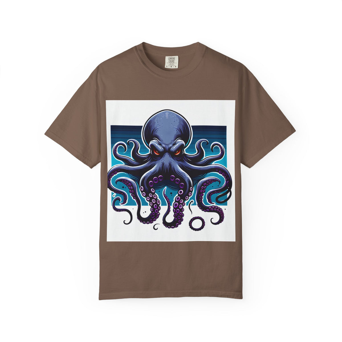 Ocean-Inspired Unisex Garment-Dyed T-Shirt with Octopus Design