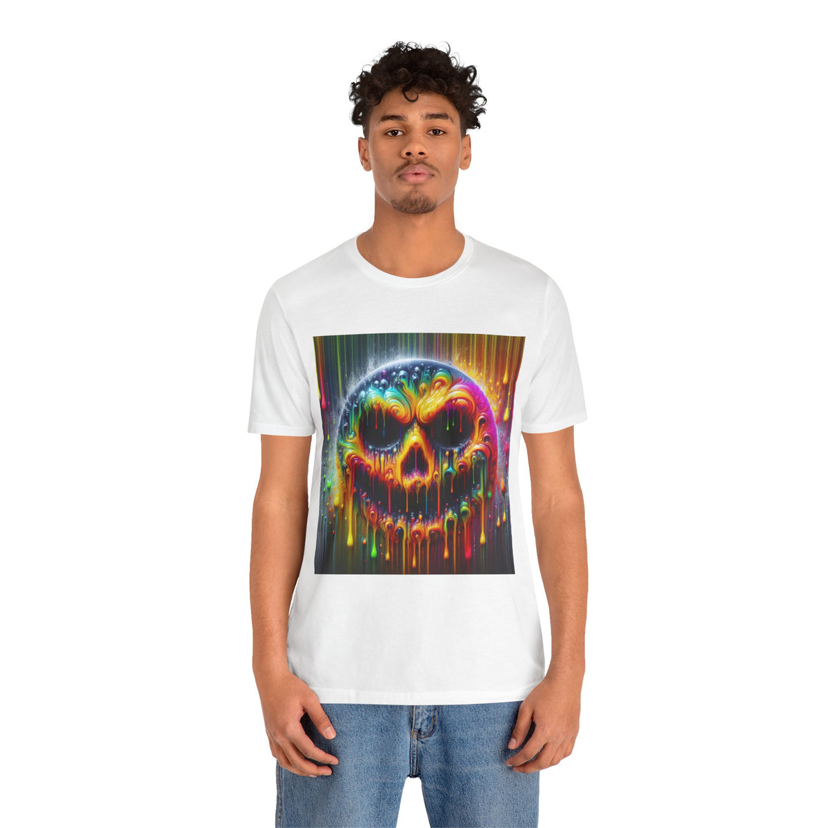 Psychedelic Skull Tee, Edgy Streetwear, Trendy Casual Wear